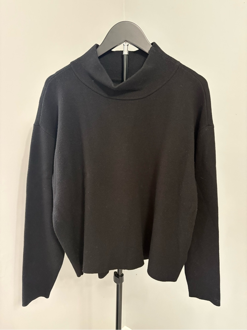 Maeve Anthropologie Carys Mock Neck Sweater Medium Black Quiet Luxury Knit - Picture 2 of 9